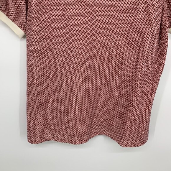 Club Room Top Polo Shirt Frat Geometric Short Sleeve Red Button - Picture 14 of 14